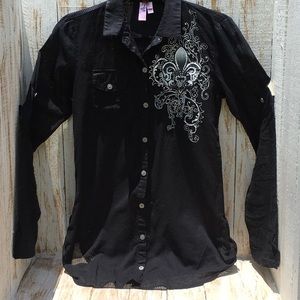 Fleur de lis shirt, Dolled up brand, black, size L